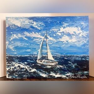 Original Helen Wendle “Sailing Away” Acrylic on Gallery-Wrapped Canvas